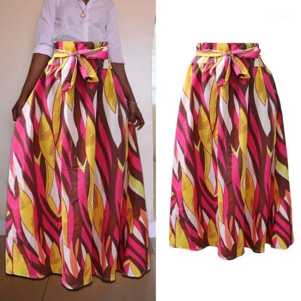 

ethnic clothing african dresses for women floral danshiki print long skirts woman maxi skirt bazin lace zipper summer dress 2021 fashion1, Red