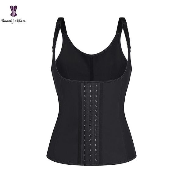 

women's shapers latex rubber corset vest adjustable straps black beige waist trainer cincher 9 steel boned body shapewear corselet, Black;white
