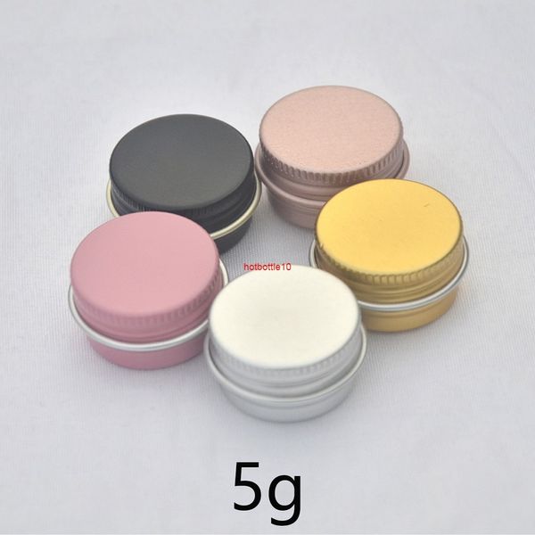 Vuoto 5g barattolo di alluminio trucco balsamo per le labbra cosmetico crema al miele contenitori oro rosa argento rosa nero piccola bottiglia di metallo 50 pezzi spedizione