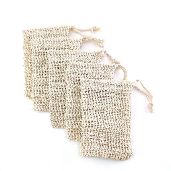 

4pcs sisal hemp soap bag blister ramie mesh soap storage bags foam maker double-layer net bags foaming easy bubble soap holder wmtklt