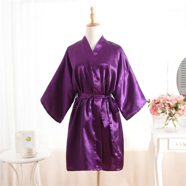 

women robe purple silk satin robes wedding bridesmaid bride gown kimono solid robe  fit s-xxl1, Black;red