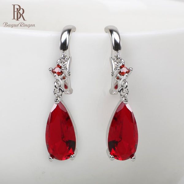 

bague ringen silver 925 jewelry gemstones earrings for women water drop shaped zircon female long ear drops for anniversary1