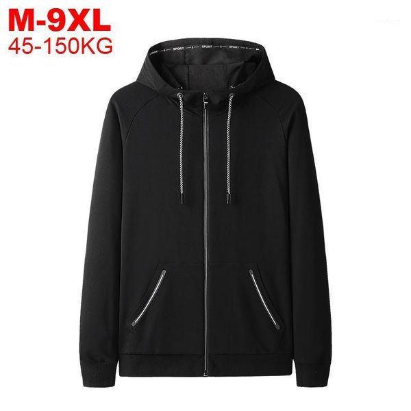 

big size 9xl men casual sports jackets coat korean streetwear hooded men's baseball jacket hoodies winter autumn overcoat male1, Black;brown
