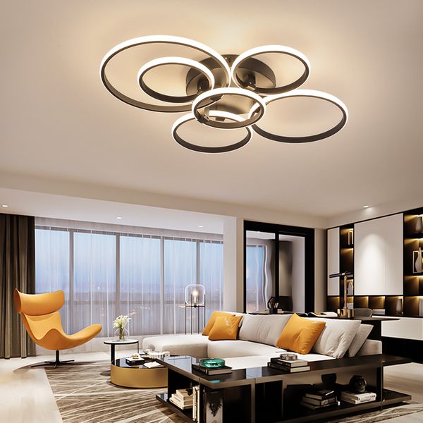

2021 neo gleam modern led lights new rc dimmable app circle rings designer for living room bedroom ceiling lamp fixtures q41m