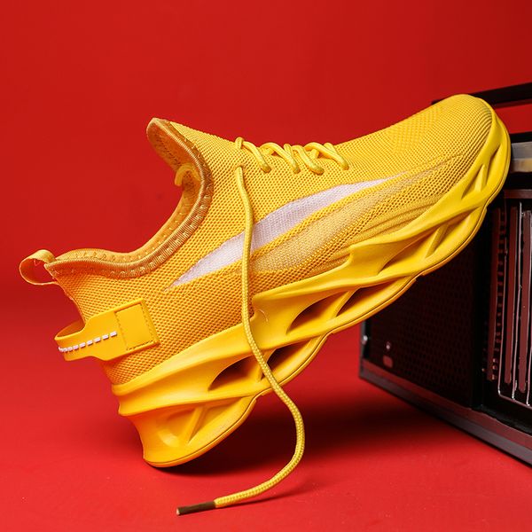 

new running shoes for men lightweight sneakers women yellow cushioning sport breathable soft sole athletic men shoes, Red;white