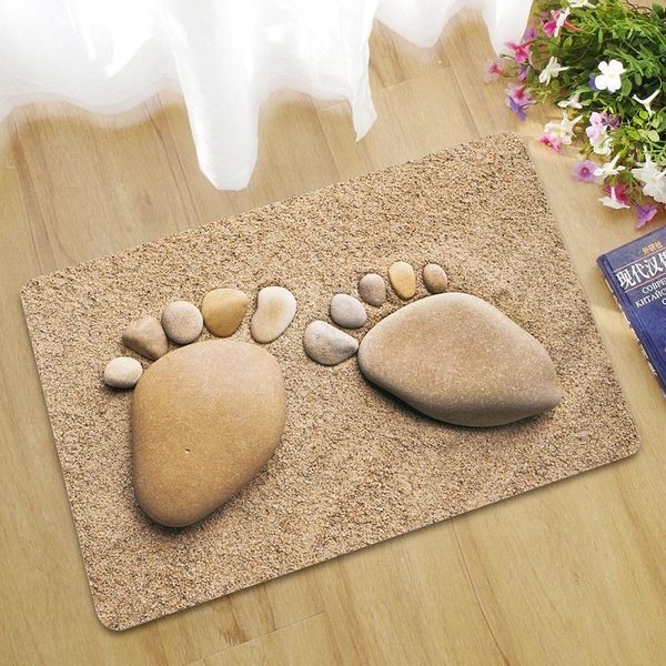 

carpets 3d effect cobblestone big feet rubber floor mats non-slip bathroom door mat carpet