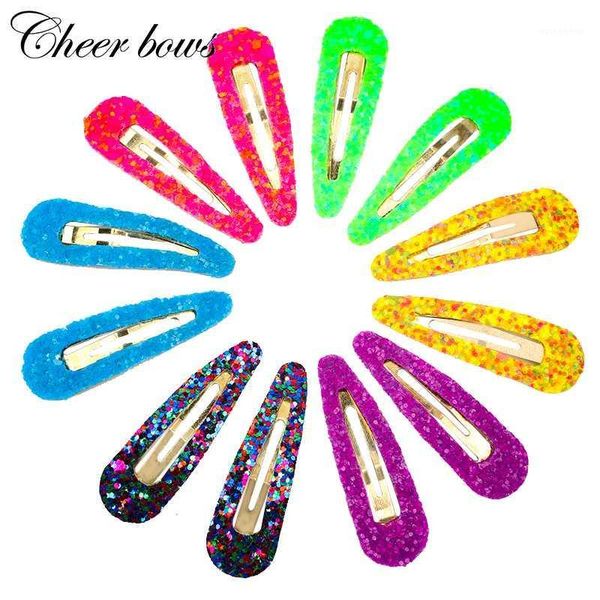 

hair accessories cheer bows 12 pcs/lots shiny glitter clips for girls kids ins style candy color bb hairpins accessories1, Slivery;white