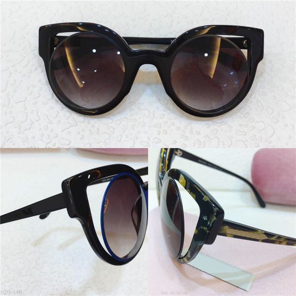 

new fashion design woman sunglasses 48n cat-eye frame round lens popular avant-garde versatile style uv400 protective glasses quality, White;black