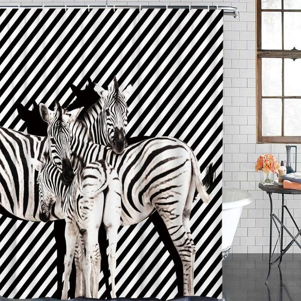 

shower curtains bathroom waterproof curtain black and white striped zebra fabric home decor