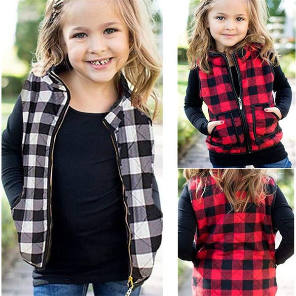 

дети девушки хлопок мягкие жилет зимние куртки на молнии мода плед wadded жилет теплый бак беспристрастные вершины одежды ly11263, Camo