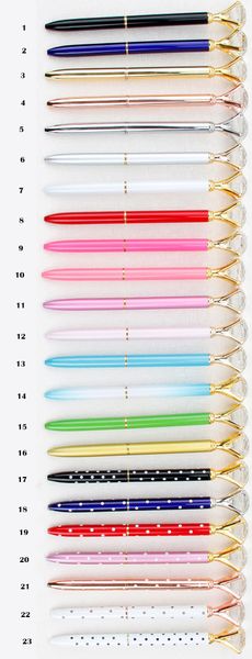 

creative crystal glass kawaii ballpoint pen big gem ball with large diamond 11 colors fashion school office supplies, Blue;orange
