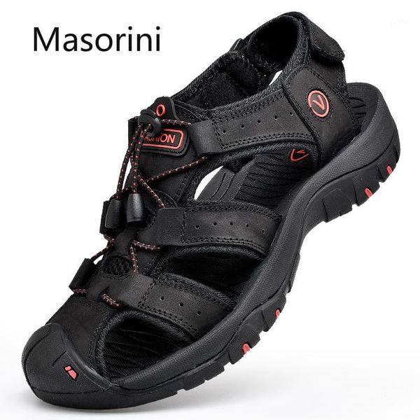 

breathable 2020 man shoes summer outdoor slip-on soft men sandals casual leather beach male sandalias big size 481, Black