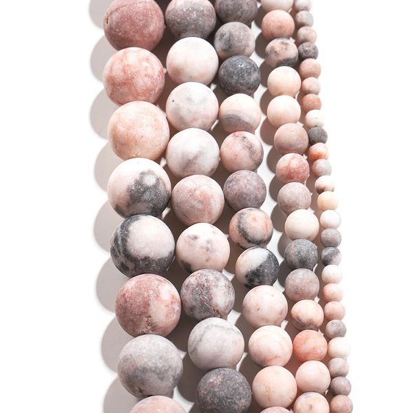 

1strand lot 4 6 8 10 12mm natural stone dull polish matte pink zebra jaspers beads for diy bracelet jewelry making supplies h bbybne