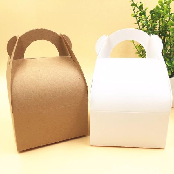 

30pcs 10*10*14.5cm brown packaging kraft paper mousse box with handle for candy\\cake\\dessert packing boxes 30pcs 10*1 jllukc