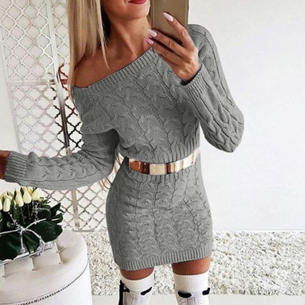 

bodycon mini sweater dress women 2020 knitwear autumn casual fashion winter black yellow white warm knitted dress1, Black;gray