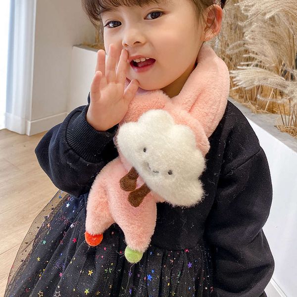 

scarf cute autumn children's cartoon korean plush version boys and girls' necks children keep warm in winter xyb8, Red;brown