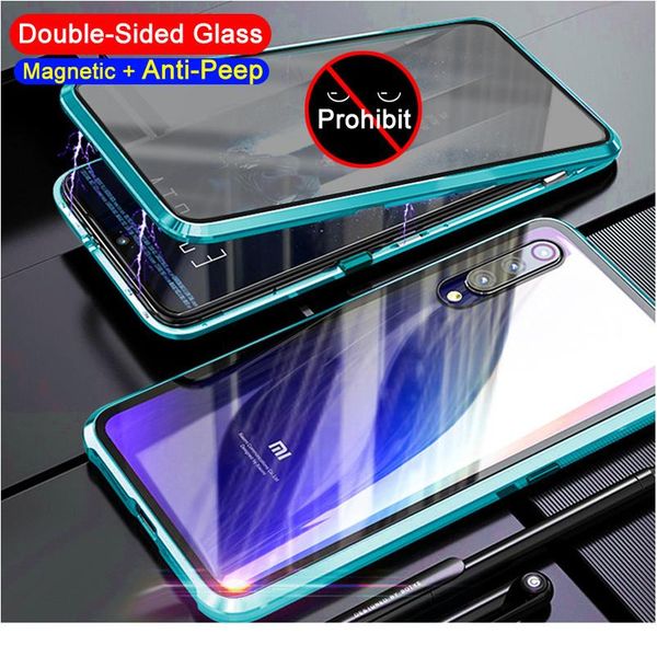 

anti peep magnetic case for xiaomi redmi note 10 8 8t 9s 9 pro lite k20 k30 double glass metal priv jllemq