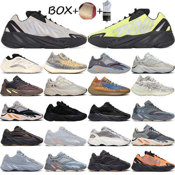

with socks new kanye west mens running shoes vanta 700 v3 alvah azael reflective 380 mist alien men women sports sneakers 36-45, White;red