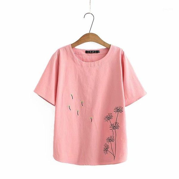 

plus size o neck embroidery cotton women loose tshirts 2020 new summer casual ladies soft t shirts female t-shirts white1, White
