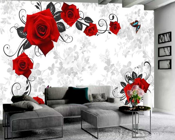 

delicate red rose 3d wallpaper custom 3d p wallpaper home decor romantic flower decorative silk 3d mural wallpaper