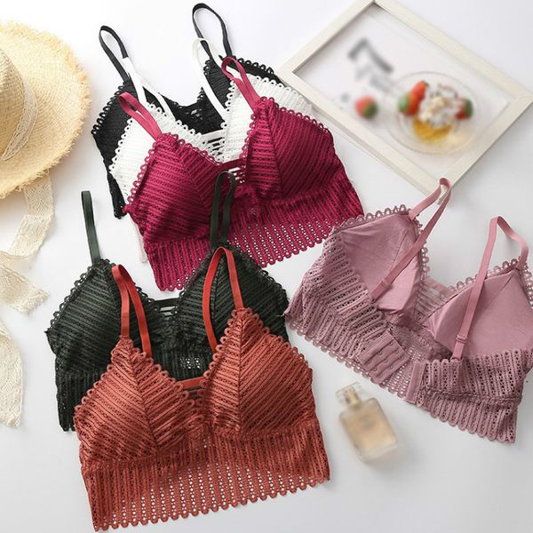 

3pieces/lot summer bras comfortable lace girls bra wrapped chest underwear women lace brattele, Red;black