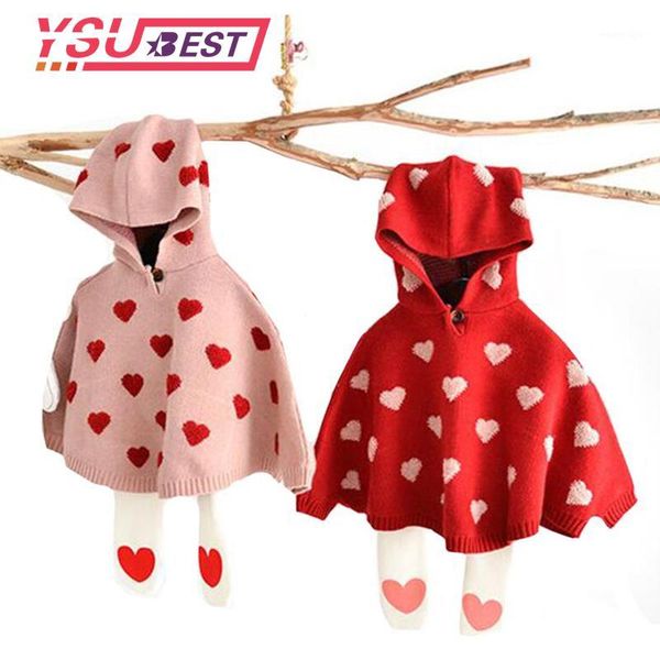 

pullover 2021 girls' cloak sweater children's knitted baby bat sleeve girl's clothes hooded1, Blue