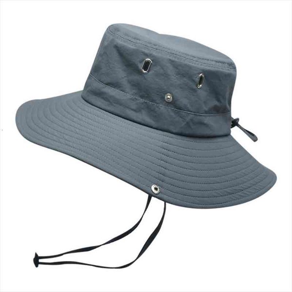 

mens summer outdoor bucket hat sun protection breathable fisherman cap foldable casual wide brim bucket cap gorras hombre, Blue;gray