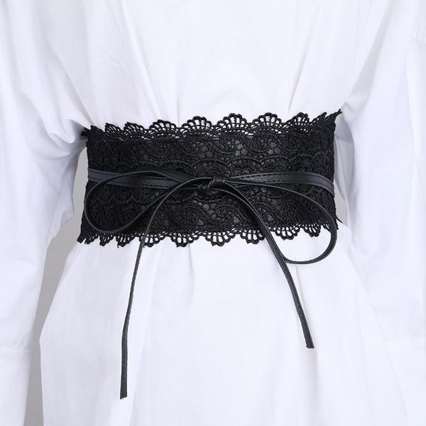 

belts wide corset lace bow belt female self tie waistband women wedding dress waist band lady fashion accessories, Black;brown