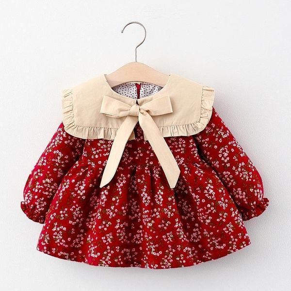 

girl's dresses autumn spring clothes girls long sleeve dress baby girl kid floral princess red for christmas year birthday party 1, Red;yellow