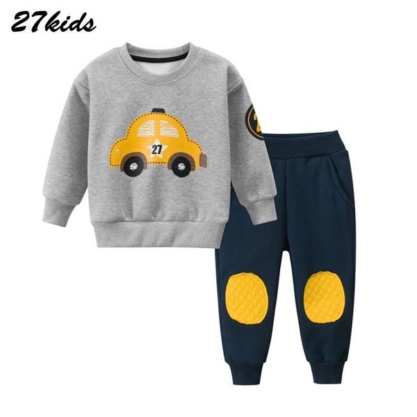 

cartoon car pattern children clothing winter toddler boys clothes kids clothes suit christmas costume for boy clothing set 201031, White