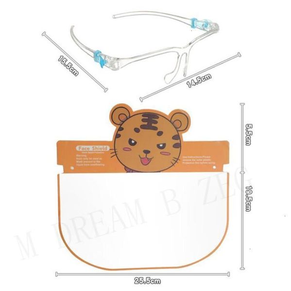 

us stock ups pet kids cartoon shield with glasses safety chidren protective full face anti-fog isolation mask splash-pro