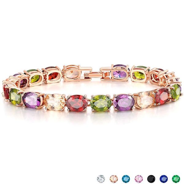 

link, chain carsinel trendy multicolor oval cubic zirconia cz bracelets rose gold-color jewelry for women wholesale br0127, Black