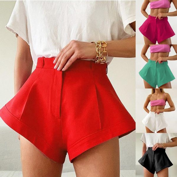 

women high waist shorts wide leg beach casual shorts, White;black