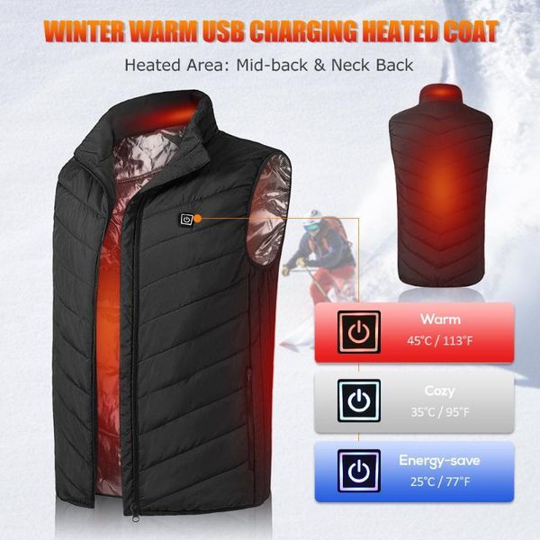 

men electric heating vest lightweight winter warm waistcoat usb charging jacket heated vest thermal coat hiking camping fishing1, Gray;blue