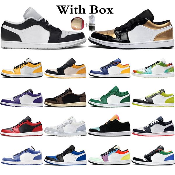

with box lightweight 1 1s low basketball shoes men women gym red island green midnight navy laser orange mens trainers sport sneakers 36-45