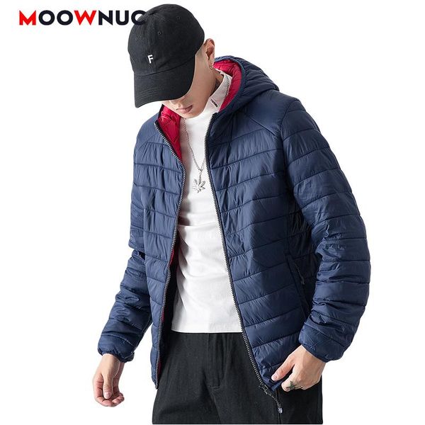 

men's down & parkas fashion hats 2021 winter thick jacket warm coats male solid windbreaker outwear overcoat trench slim youth moownuc, Black
