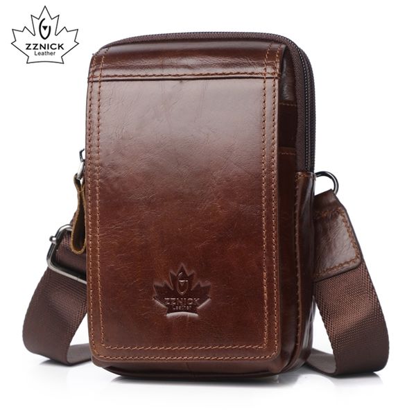 

men bags genuine leather waist pack shoulder crossbody crossbmessenger bag phone pouch male zznick 220216