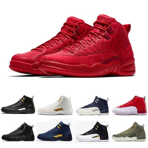 

41-47 winterized cny gym red 12 xii 12s men basketball athletic shoes bordeaux playoffs high white wings french blue sports sneakers