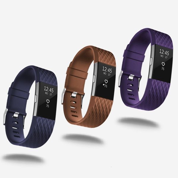 

smart replac silicone strap with 3d diamond pattern for fitbit charge2 bracelet