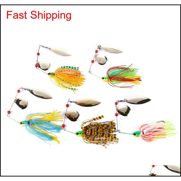 

lot 5pcs mixed color spinner fishing lures bass crankbait crank bait tackle hook new design fishing tackle 5 color hj267 uflgp, Silver