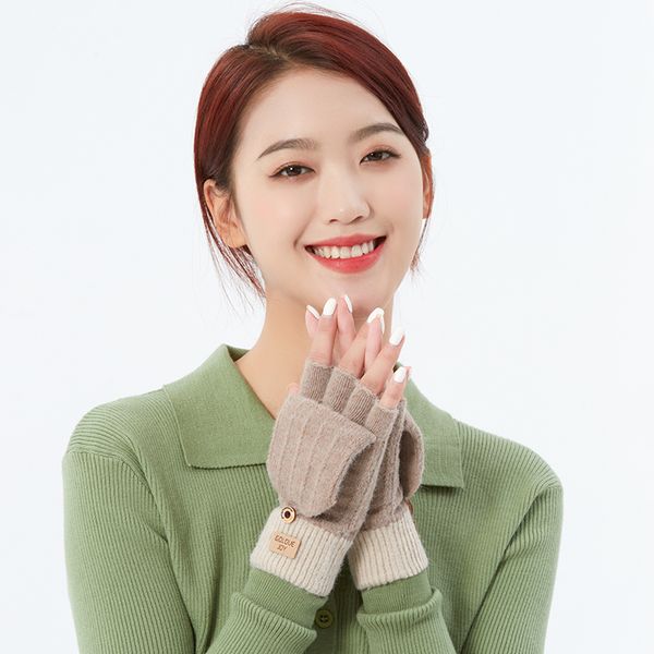 

gloves women winter plush warm korean version cute dew hair half cut student office leakage finger
