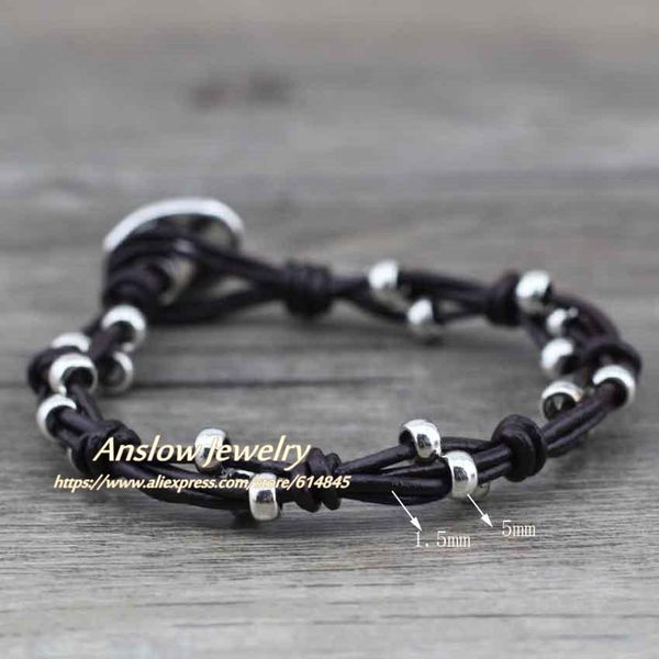 

anslow new design jewelry classic handmade bijoux charm cuff women men leather bracelets wholesale gift low0393lb jllalr, Golden;silver