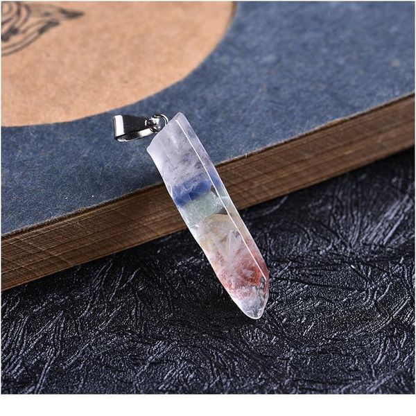 

colorful fashion crystal natural energy love friendship chakra stone healing jewelry mineral gift pendant colorful qylegb, Black