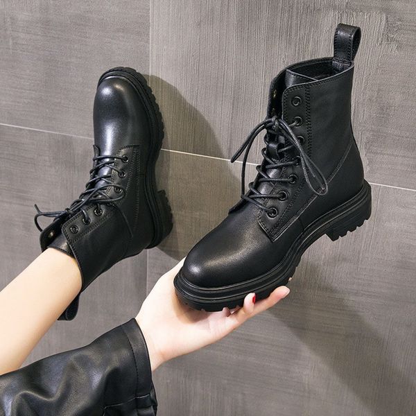 

errfc new collection short women black single fashion punch shoes lace up ladies warm leisure zapatos for winter 35-40