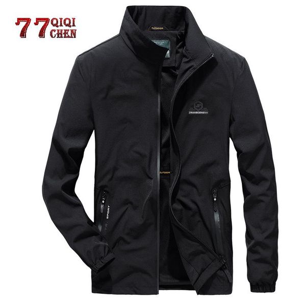 

men's jackets qiqichenbrand jacket outdoor leisure stand collar nylon loose spring and autumn xl clothing jaqueta masculina, Black;brown