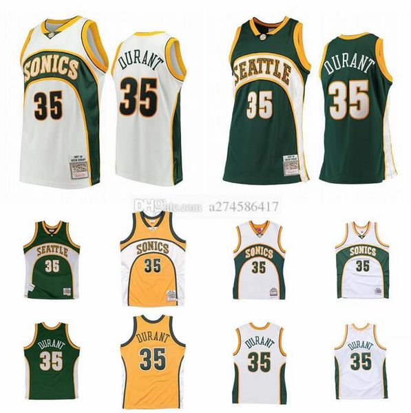 

men's basketball seattlecity team kevin 35 durant yellow white mitchell & ness 2007-08 hardwoods classics authentic jersey, Black;red