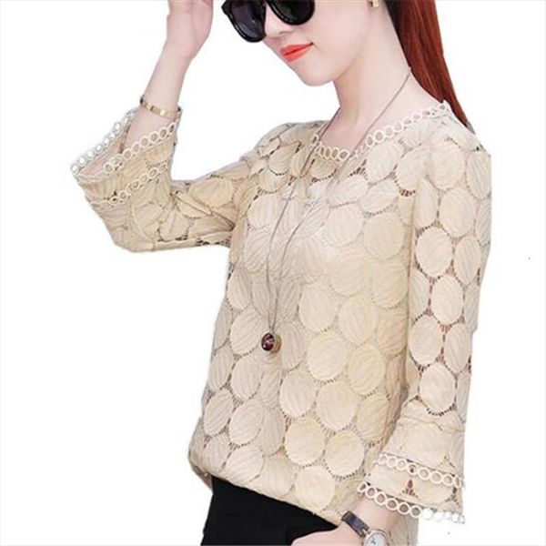 

new autumn women casual shirt hollow out loose lace white women blouse long sleeves 225e 30