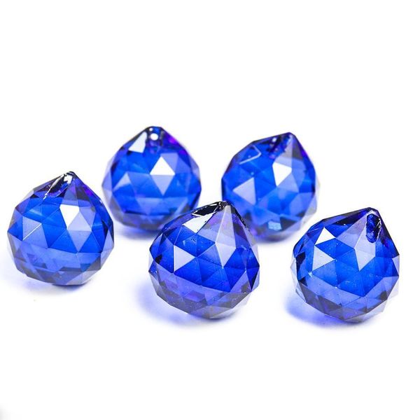 

5pcs 30mm blue color crystal suncatcher chandelier pendant faceted balls prism rainbow maker for home wedding decoration h wmtisp