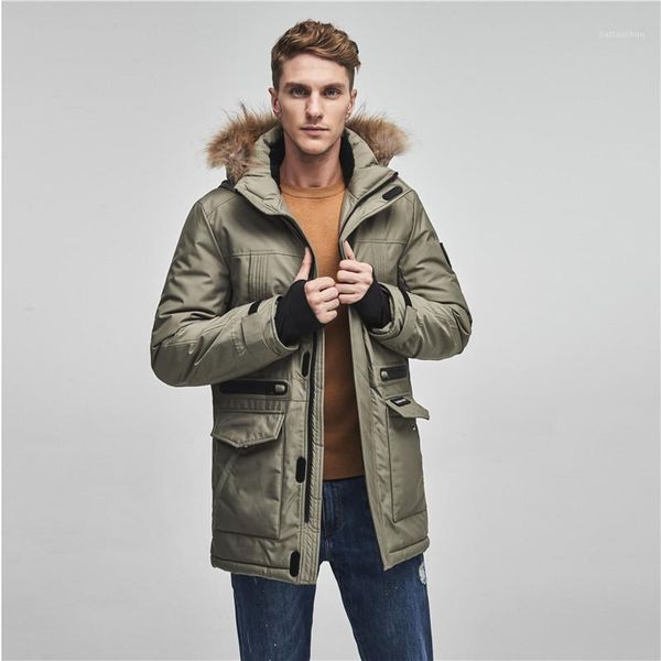 

new winter parkas men casual long style fur hooded cotton padded jackets mens thick hat windproof fashion pockets coats1, Black