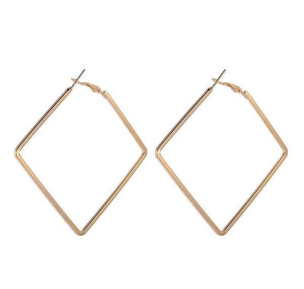 

punk style silver color metal square hoop earrings for women 2020 fashion geometry simple earring gifts bbyxca bde_home, Golden;silver